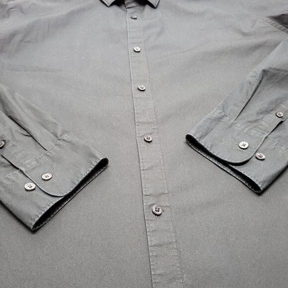 Claiborne Mens Shirt Button Up XXL Long Sleeve Black Cotton - Picture 6 of 14